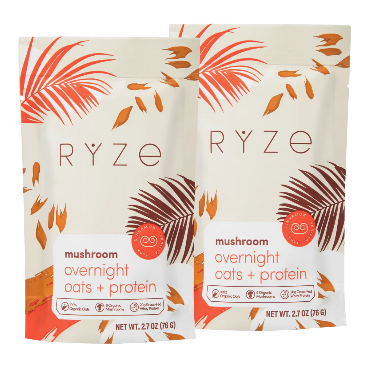 RYZE Mushroom Overnight Oats - 28 Servings, Breakfast Pack