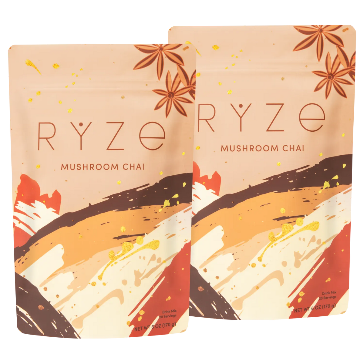 RYZE Mushroom Chai Starter Kit - 40 Servings, Mushroom Drink Mix Set