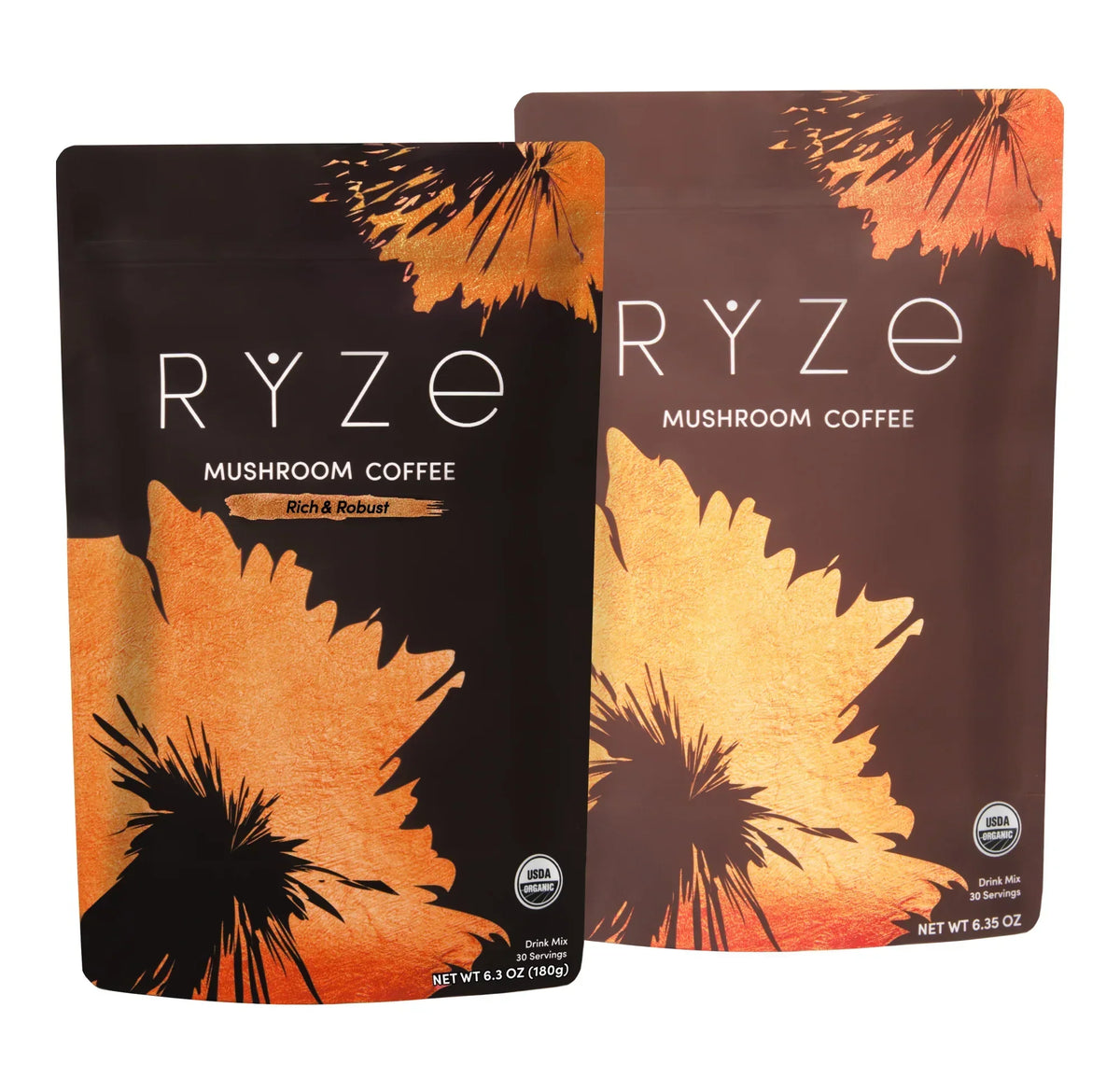 RYZE Coffee Duo - Dark & Medium Roast, Mushroom Drink Mix Set