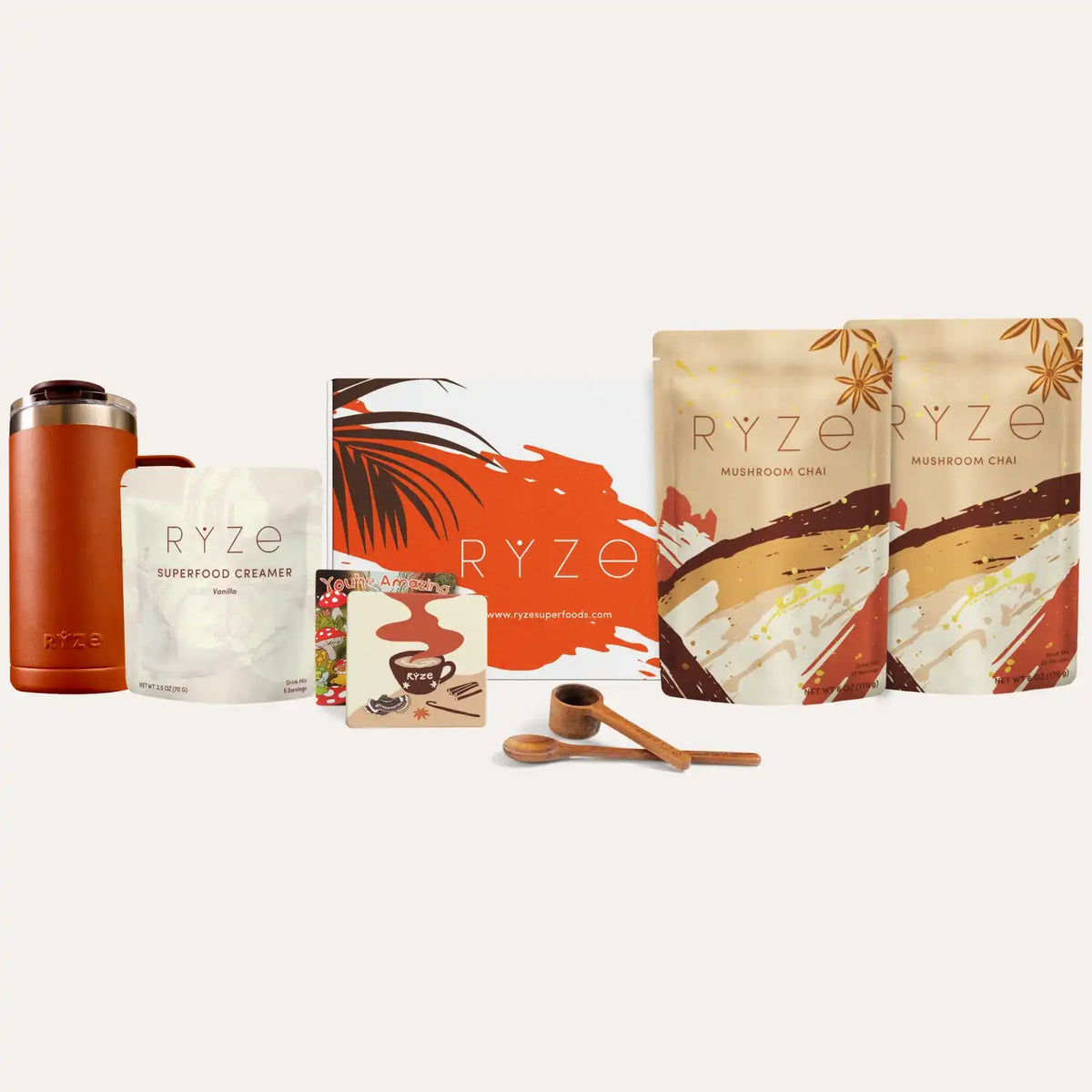 RYZE Mushroom Chai Starter Kit - 40 Servings, Mushroom Drink Mix Set