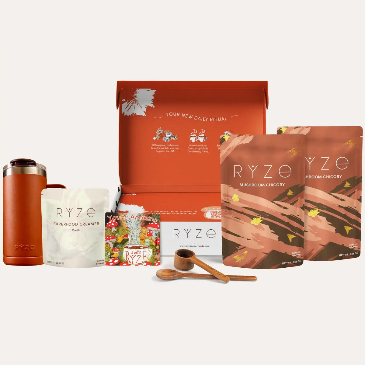 RYZE Mushroom Chicory Starter Kit - 60 Servings, Mushroom Drink Mix Set