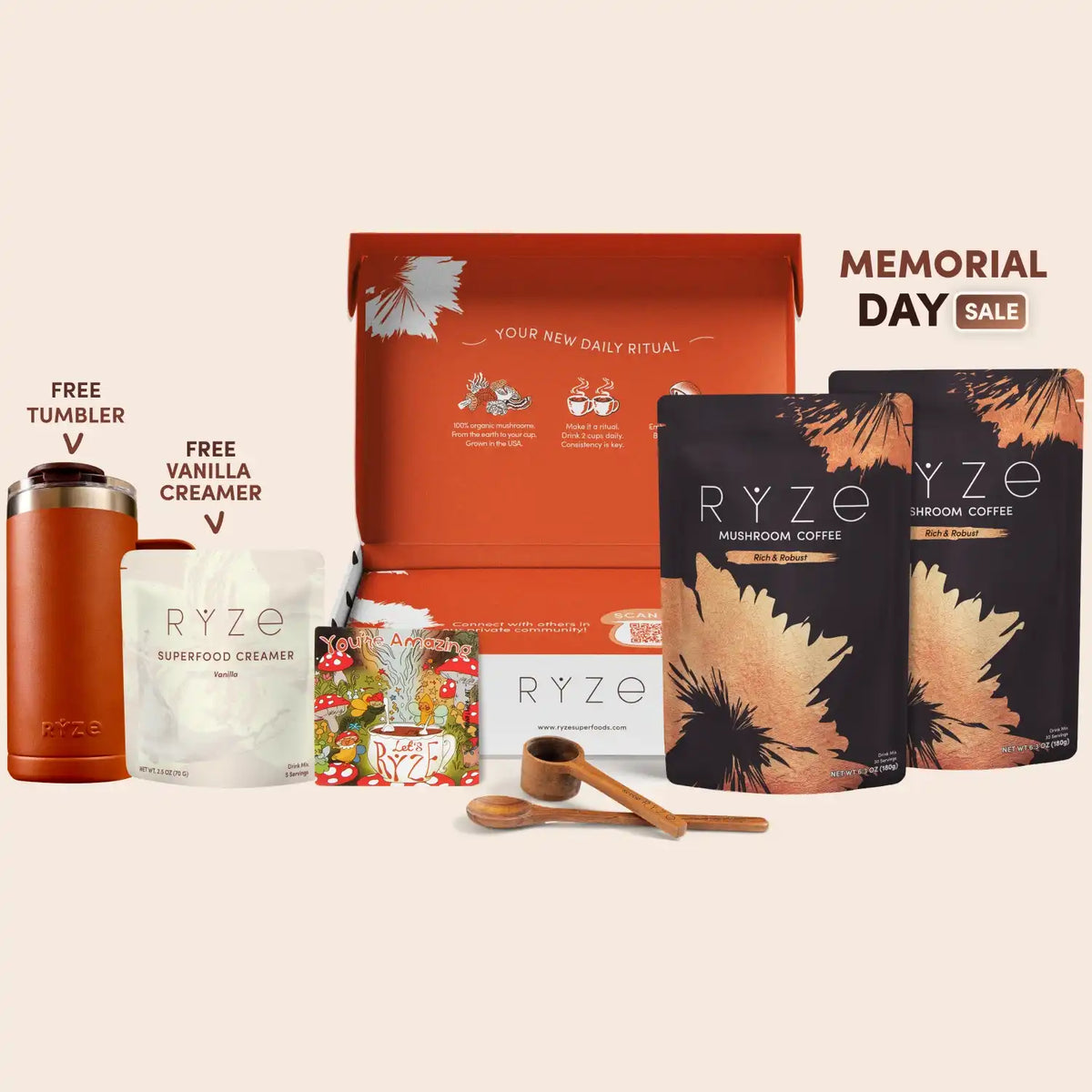 RYZE Mushroom Coffee Dark Roast Starter Kit - Upgrade, Mushroom Drink Mix Set