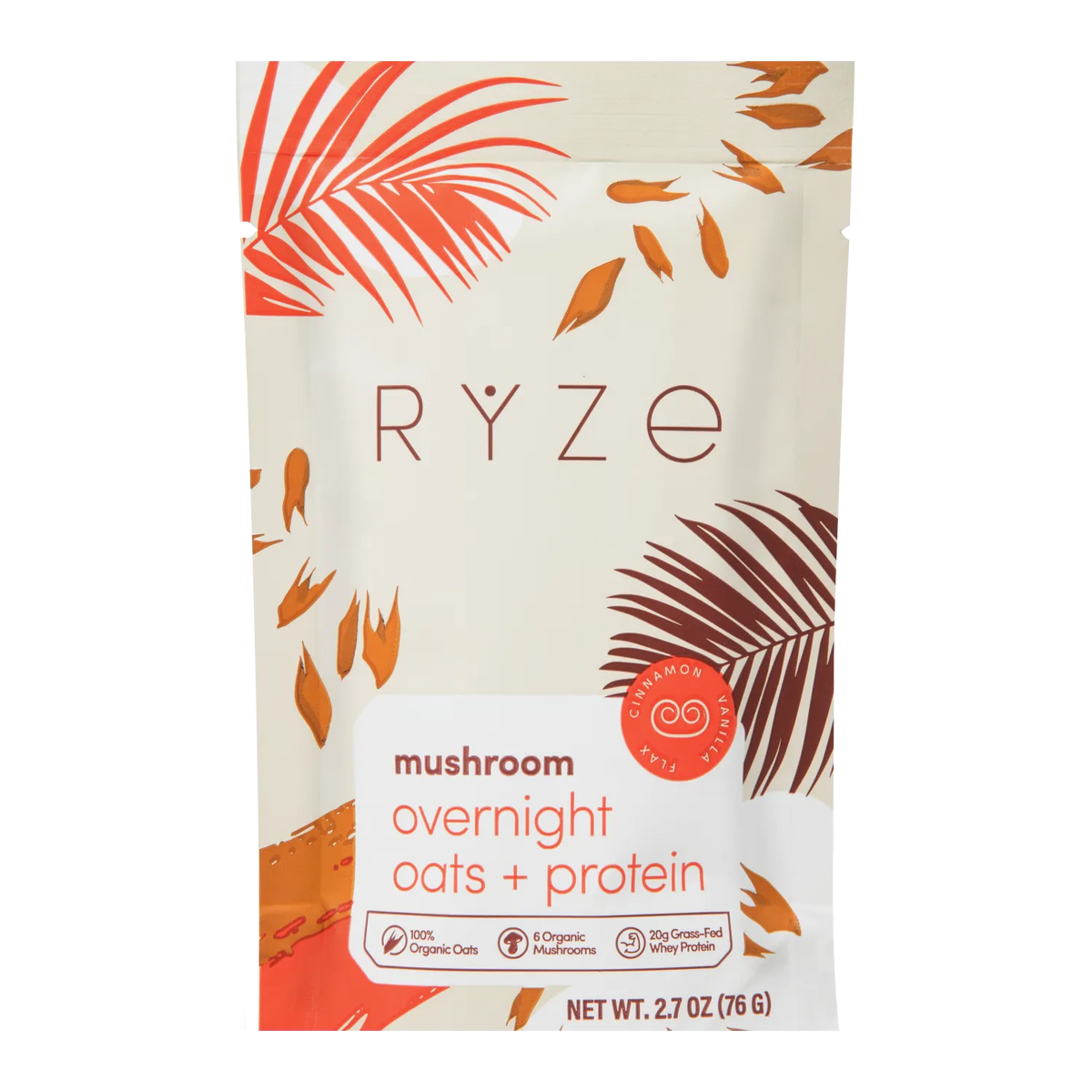 RYZE Mushroom Overnight Oats - 14 Servings, Breakfast Pack