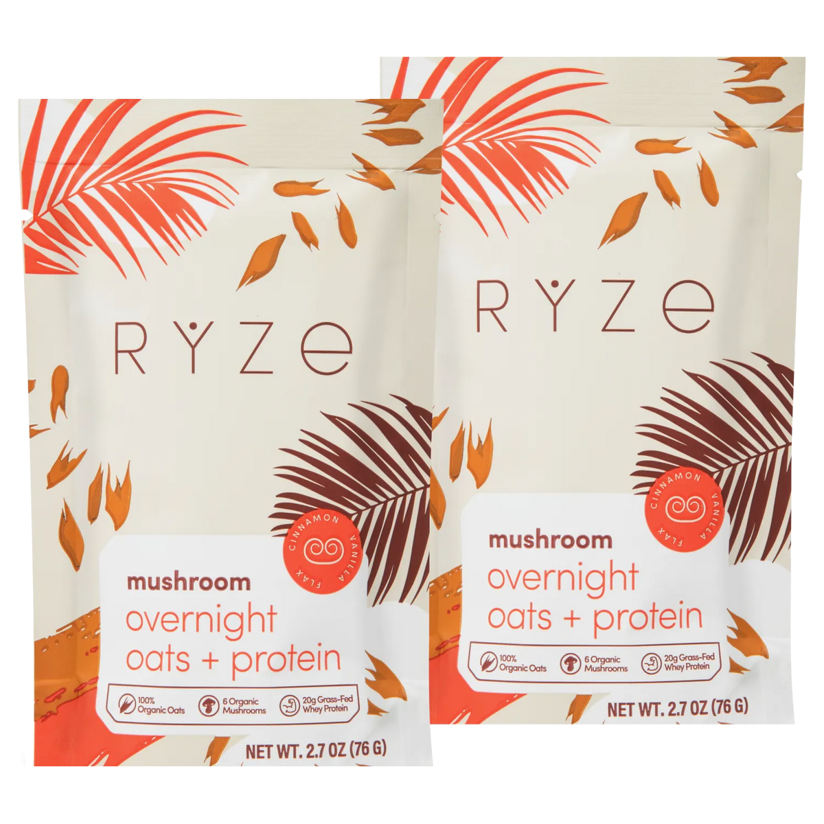 RYZE Mushroom Overnight Oats - 28 Servings, Breakfast Pack