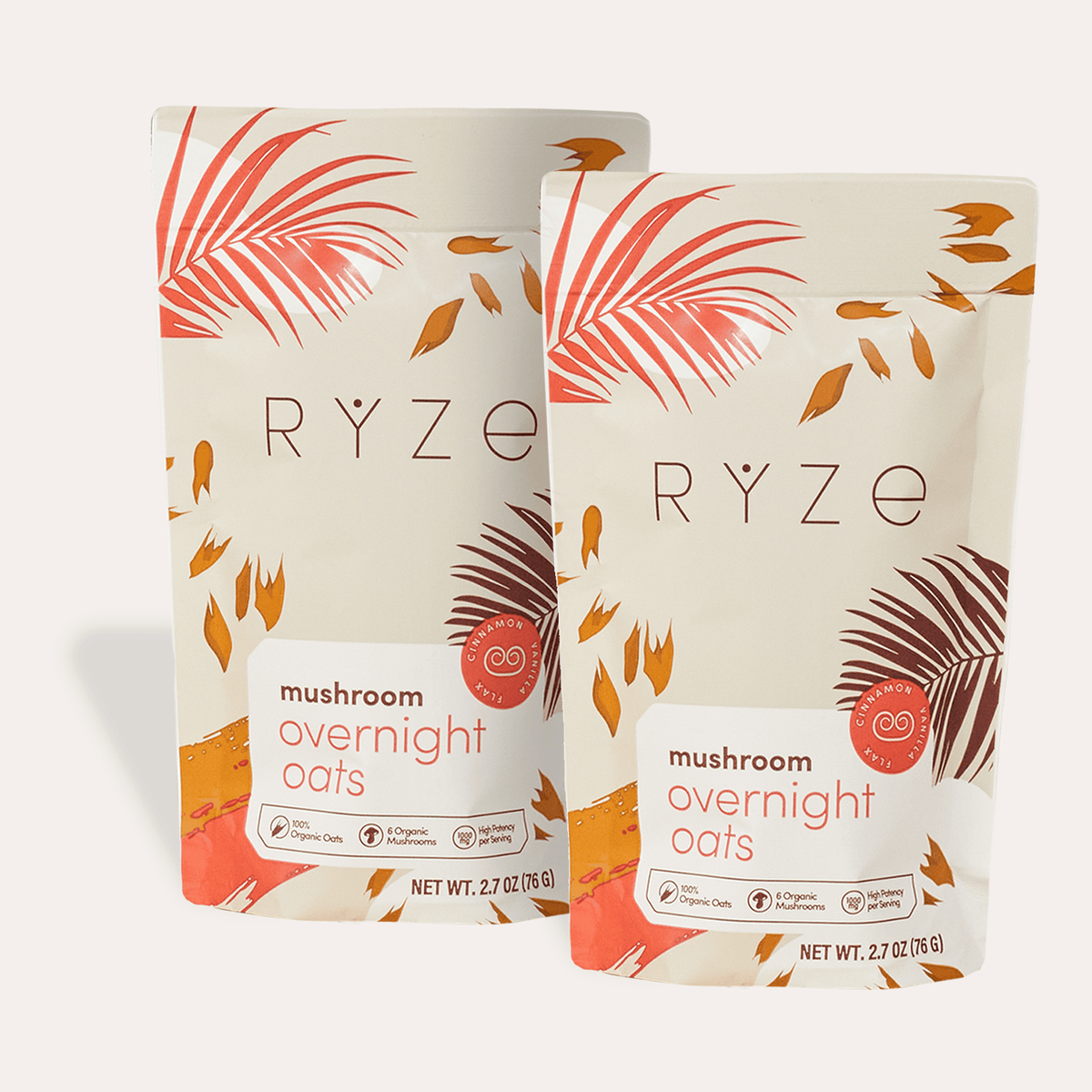 RYZE Mushroom Overnight Oats - 28 Servings, Breakfast Pack