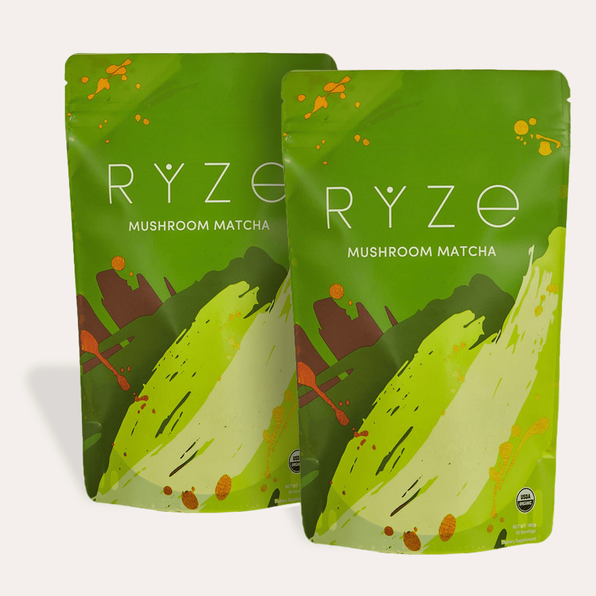 RYZE Organic Mushroom Matcha Starter Kit - 60 Servings, Mushroom Drink Mix Set